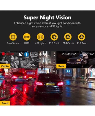 3-Channel Touch Screen IR Night Vision and Super Capacitor 4K Dash Cam