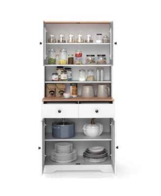 Pantry Cabinet 67'' Tall Kitchen Floor Cabinet w/ 2 Removable Shelves 2 Drawers