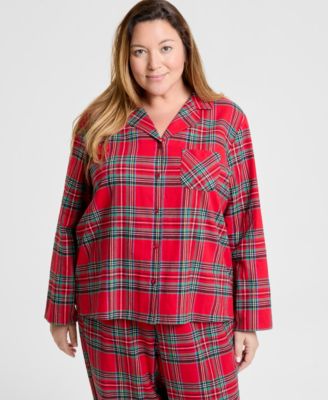 Plus Size Brinkley Plaid Notch Collar Matching Family Pajamas Set, Created for Macy's