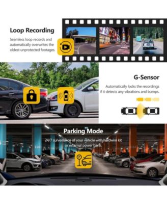 T4 4K Dash Cam, 2K Front + 1080P Rear, 4 inch Touchscreen, WDR Night Vision, G Sensor, Loop Recording, 24 Hour Parking Mode, Built in Wi Fi, Supports max 512GB TF Card