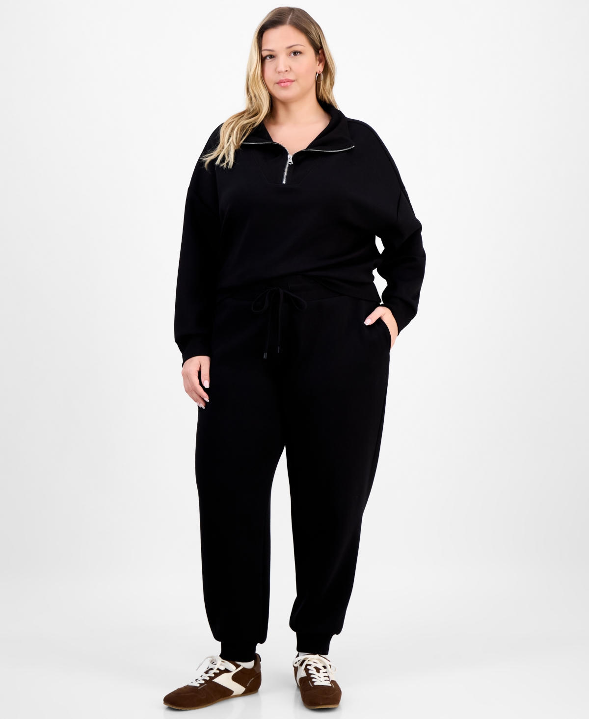 And Now This Trendy Plus Size Cozy Scuba Jogger Pants, Macy's Exclusive In Black
