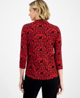 Women's Floral-Print Pleated Top, Macy's Exclusive
