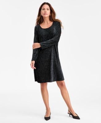 JM Collection - Women's Pleated Velvet Dress