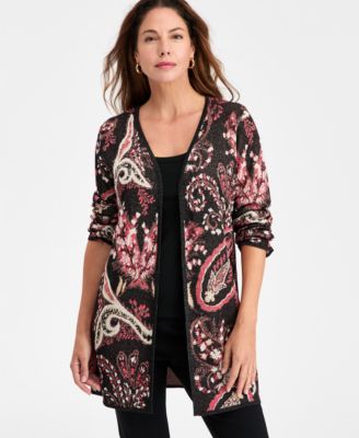 JM Collection - Women's Paisley Jacquard Cardigan
