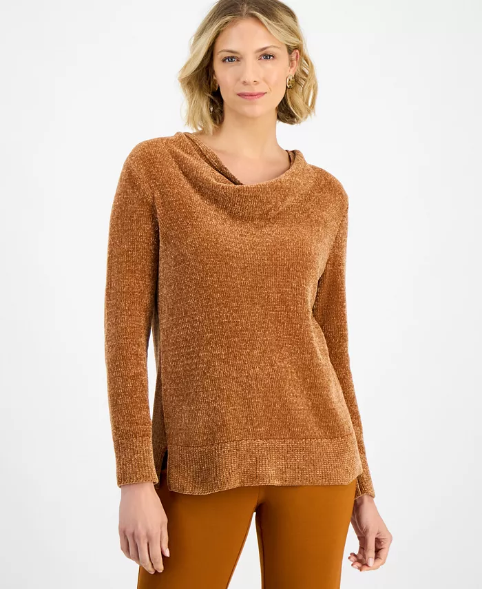 Women's Cowl-Neck Chenille Sweater - thumbnail 4