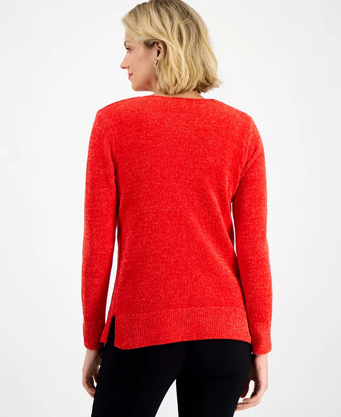 Women's Cowl-Neck Chenille Sweater - thumbnail 2
