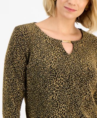 Petite Cheetah Shine Party Top