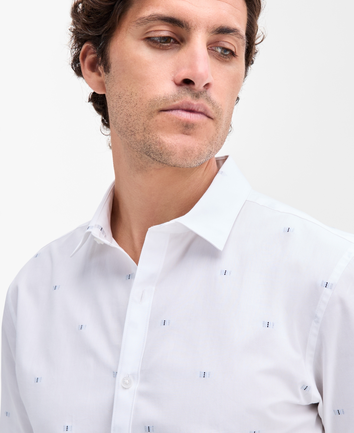 Alfani Men's Short Sleeve Dobby Geo Print Button-Front Shirt, Macy's Exclusive