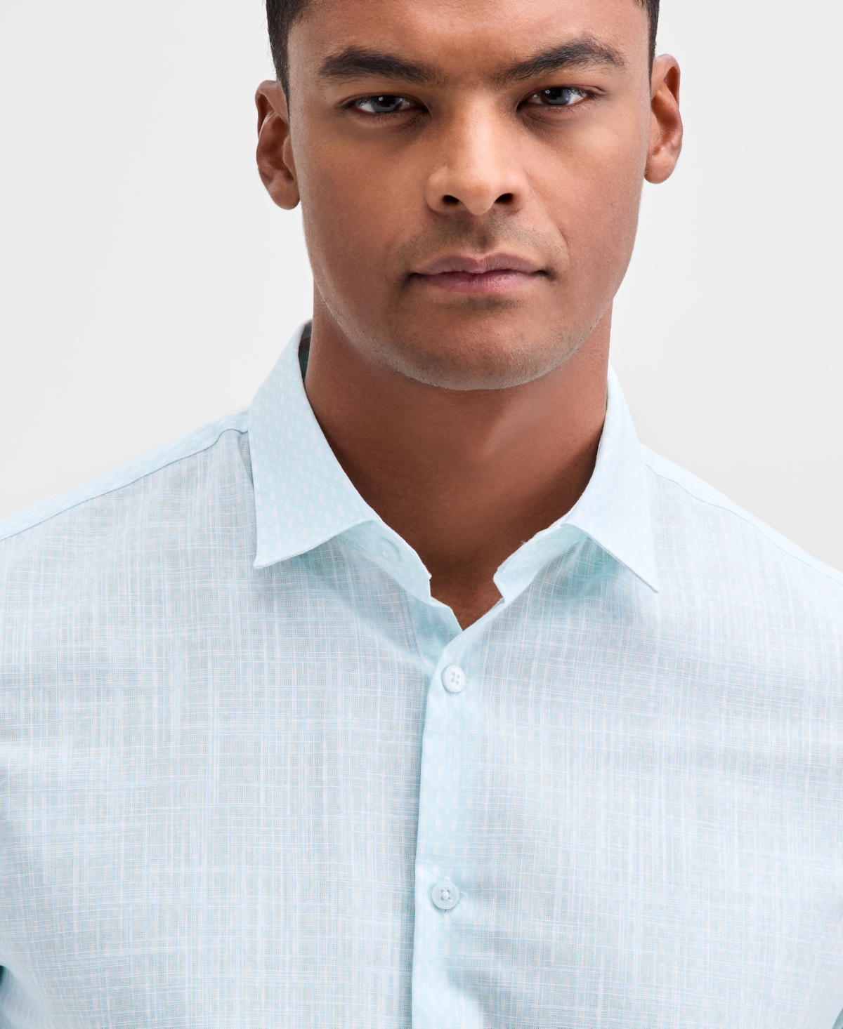 Alfani Men's Perto Short Sleeve Geo Print Button-front Shirt, Macy's Exclusive In Blue