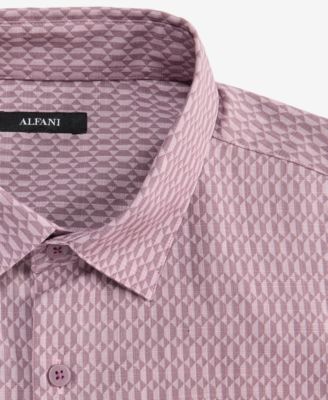 Men's Perto Short Sleeve Geo Print Button-Front Shirt