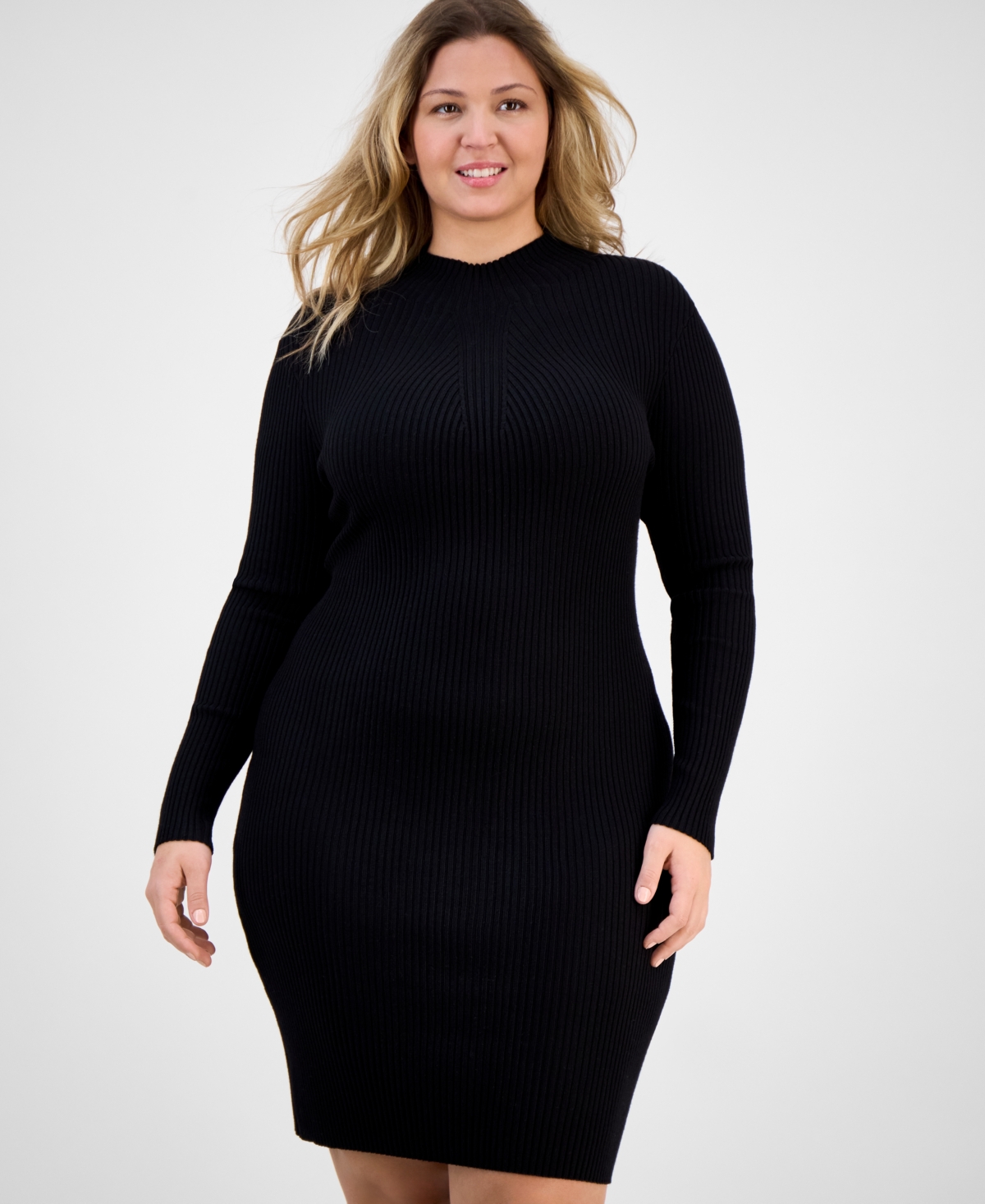 Bar Iii Trendy Plus Ribbed Sweater Dress, Macy's Exclusive