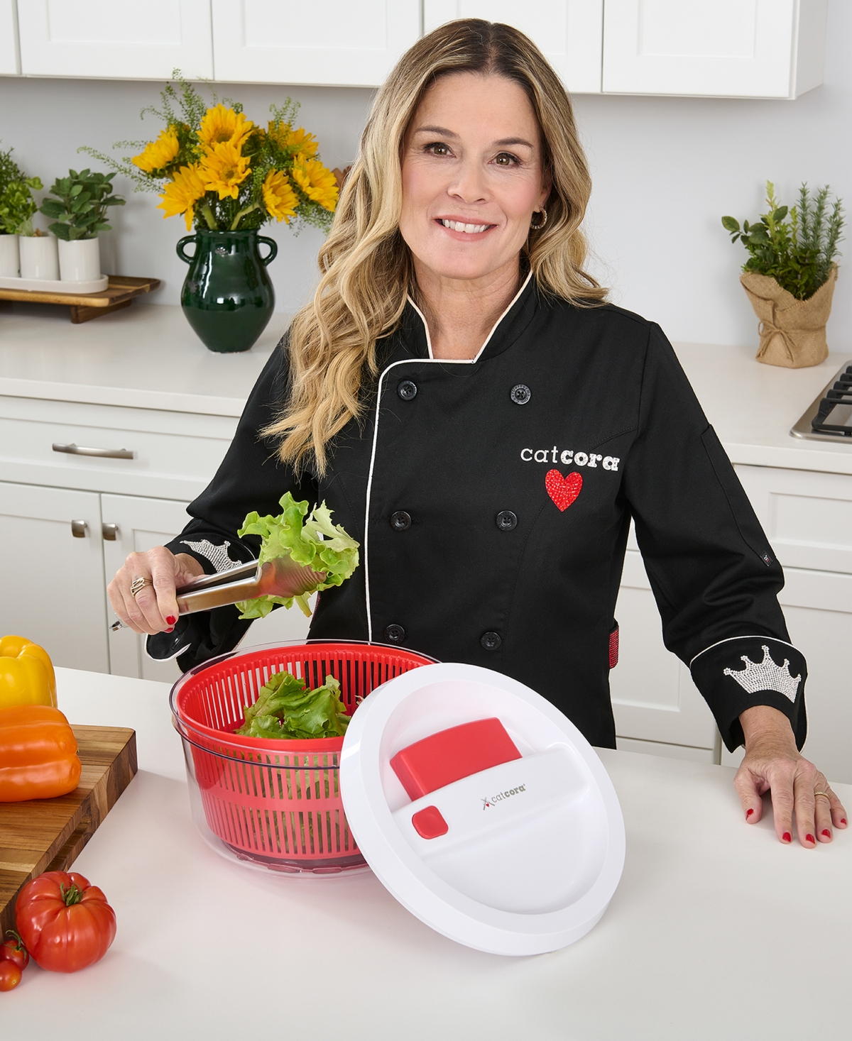 Cat Cora Cutlery-pro 4.7-quart Quickspin Salad Spinner In Multi