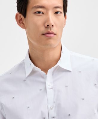 Men's Long Sleeve Dobby Geo Print Button-Front Shirt, Macy's Exclusive