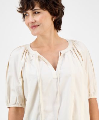 Petite Gathered Puff-Sleeve Top, Macy's Exclusive