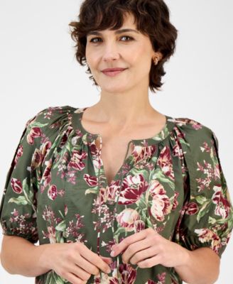 Women's Split-Neck Raglan-Sleeve Blouse, Macy's Exclusive 