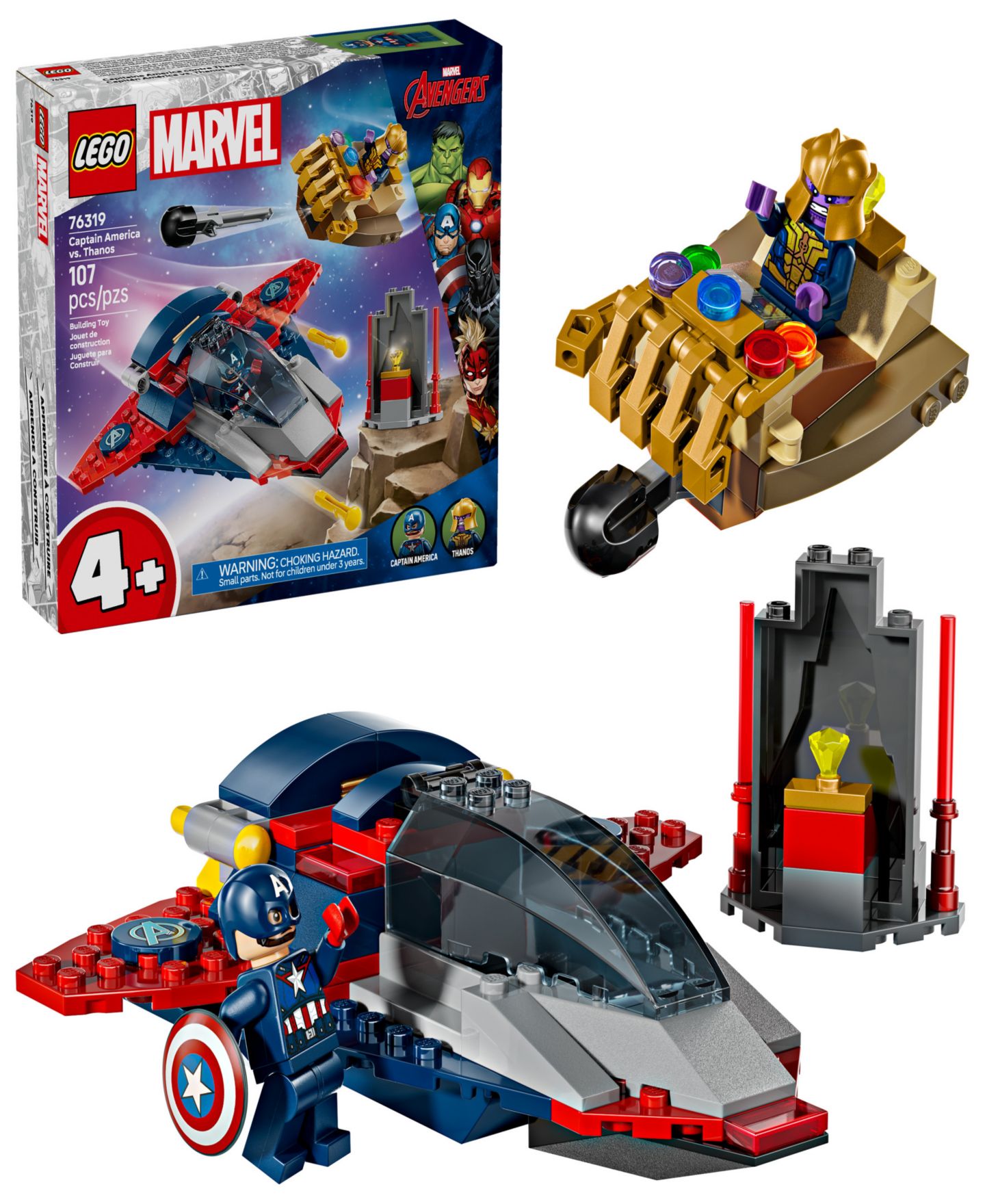 Детские конструкторы LEGO® Marvel Captain America vs. Thanos Kids Toy 76319, 107 Pieces — фото 1