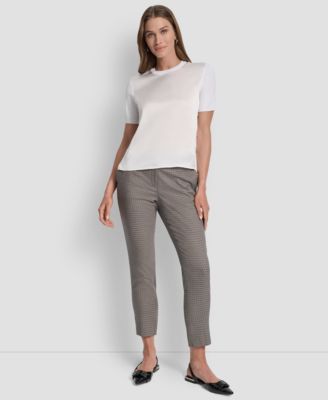 Petite Mixed Media Short Sleeve Top