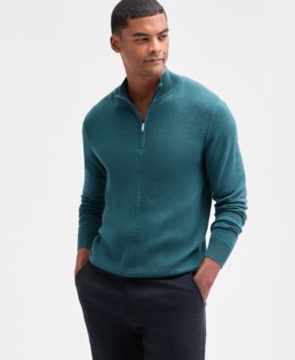 Alfani - Men's Long Sleeve Textured Quarter-Zip Sweater
