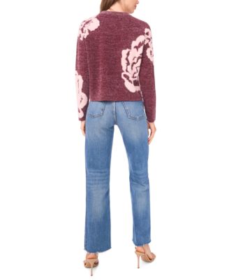 Women's Jacquard Floral Crewneck Sweater