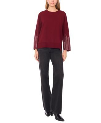 Women's Crewneck Rhinestone Long-Sleeve Sweater