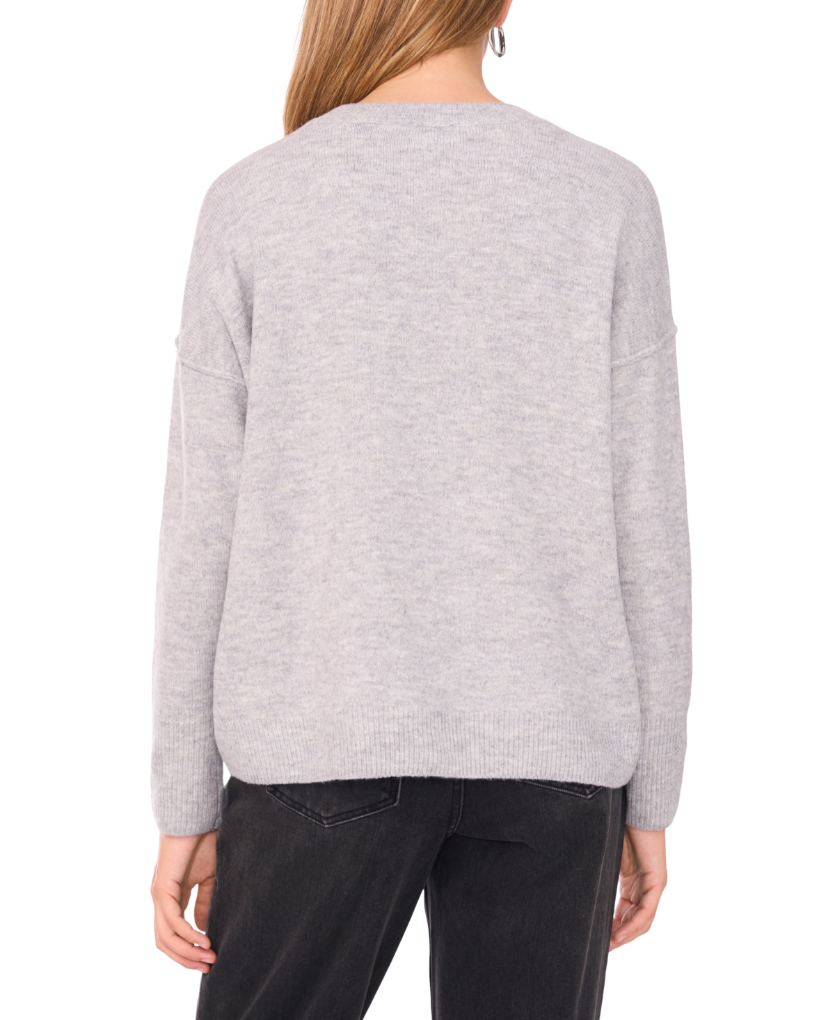 Sam & Jess Women's Embellished Pearl Crewneck Sweater In Gray