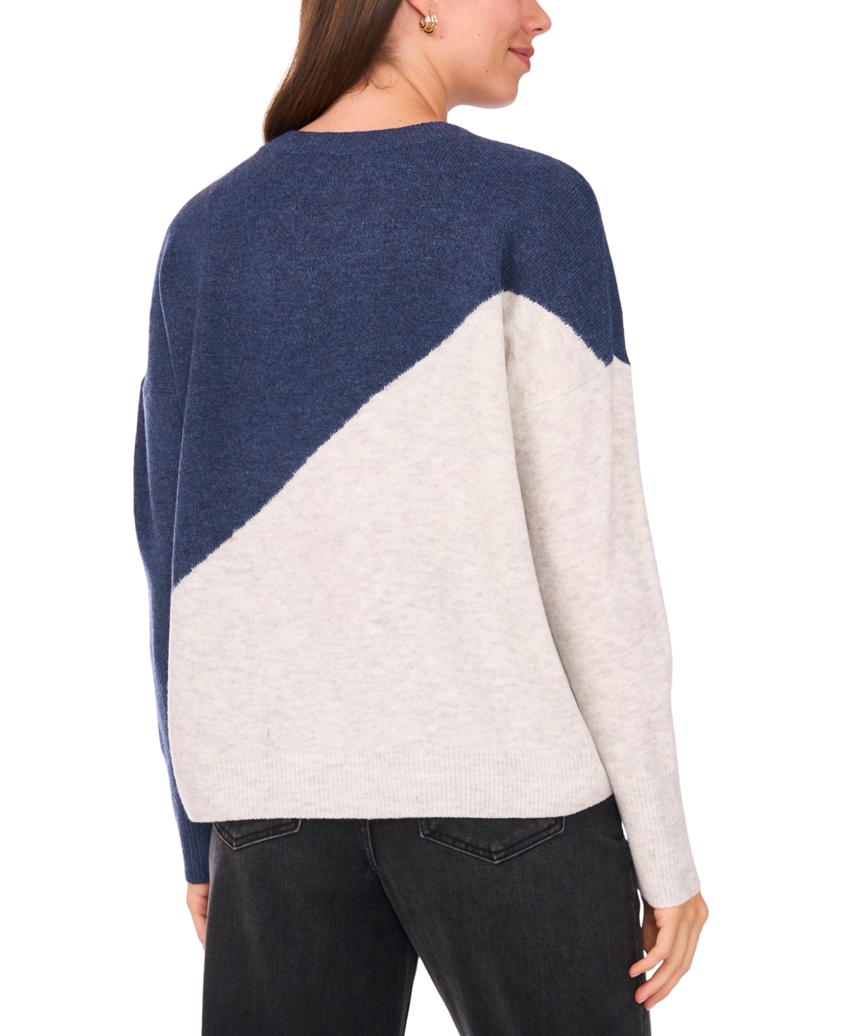 Sam & Jess Women's Vertical Colorblock Sweater In Blue