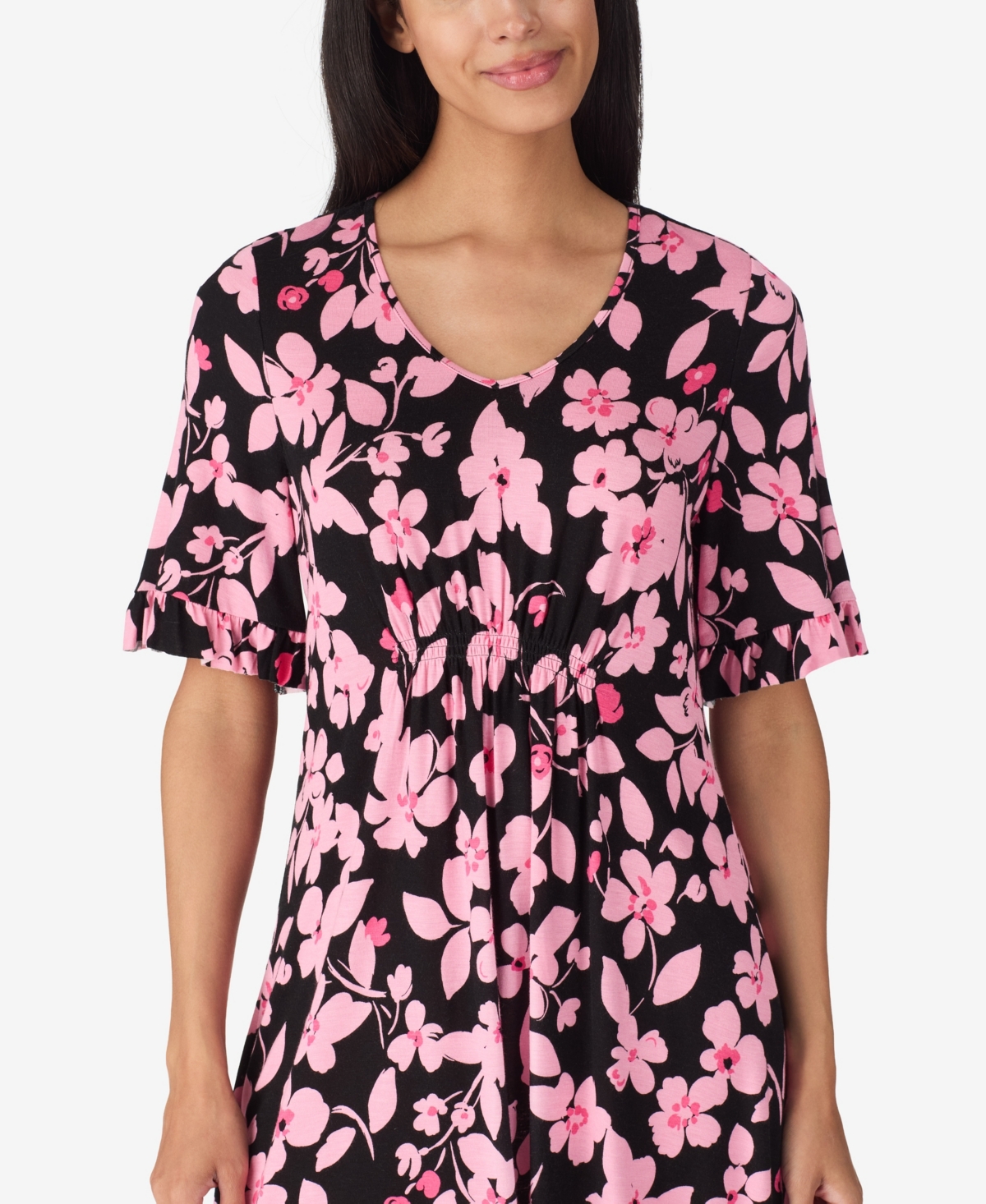 Ellen Tracy Plus Size V-neck Short Flutter Sleeve Tunic In Blue