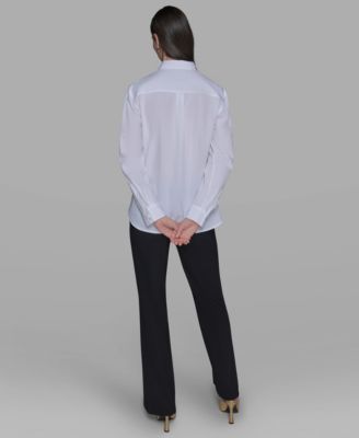 Women's Cotton Embroidered Button-Front Top