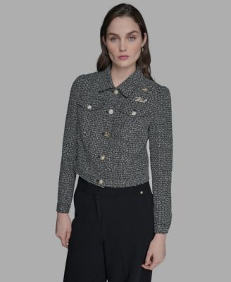 KARL LAGERFELD PARIS - Women's Tweed Long Sleeve Jacket