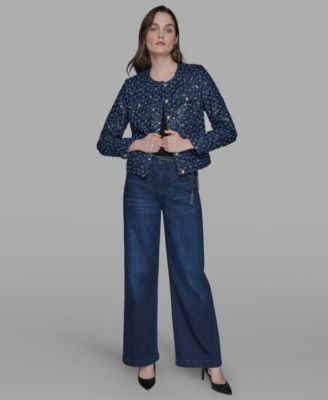 Women's Sequin Pocket-Front Denim Jacket