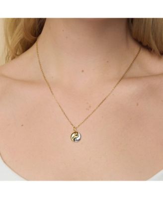 14K Gold Plated Yin Yang Two Tone  Charm Necklace