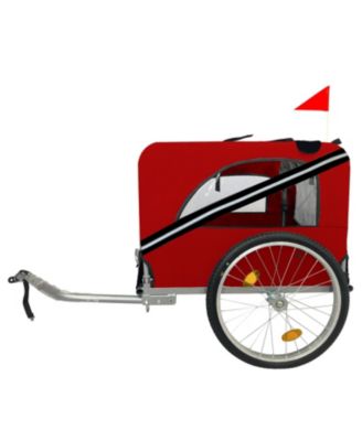 Red Breathable Mesh Dog Cart with 3 Entrances Folding Pet Carrier Wagon Bicycle Carrier for Medium and Small Sized Dogs