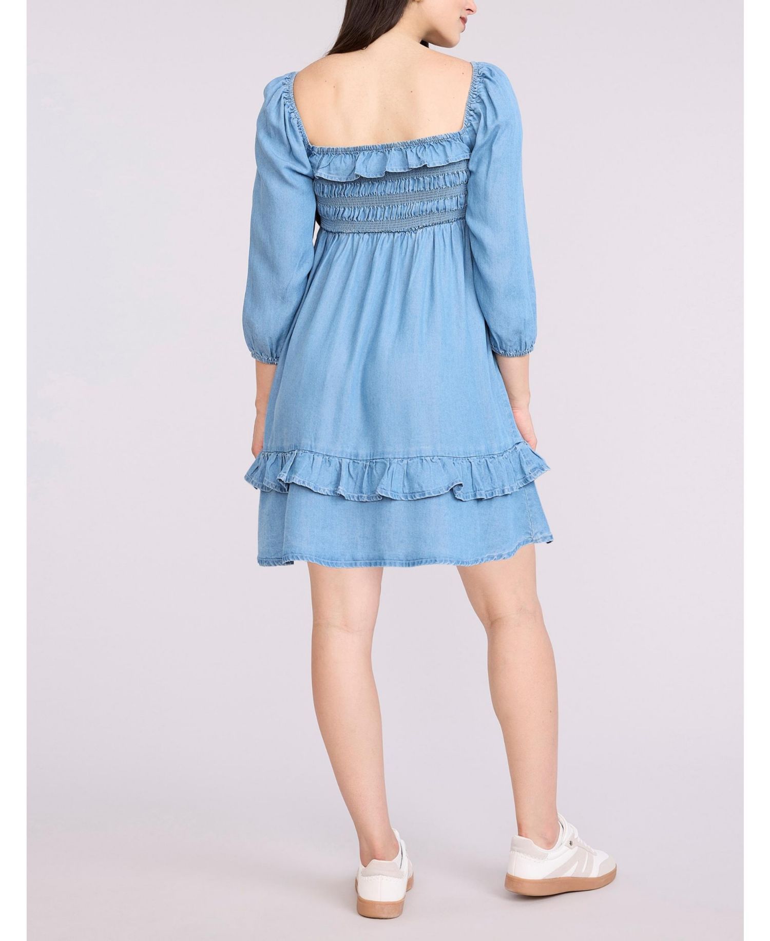 Women's Smocked Babydoll Long Sleeve Mini Dress - Motherhood