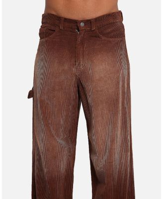 Men's Corduroy Wash Pants, Brown - 38