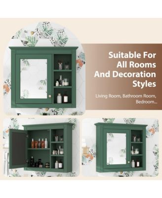 30" x 28" Bathroom Medicine Cabinet with Mirror and 3 Open Shelves, Wall-Mounted (No Vanity)