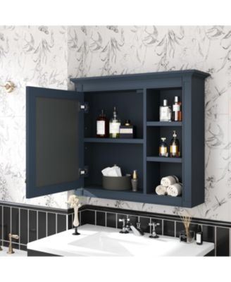 30" x 28" Bathroom Medicine Cabinet with Mirror and 3 Open Shelves, Wall-Mounted (No Vanity)