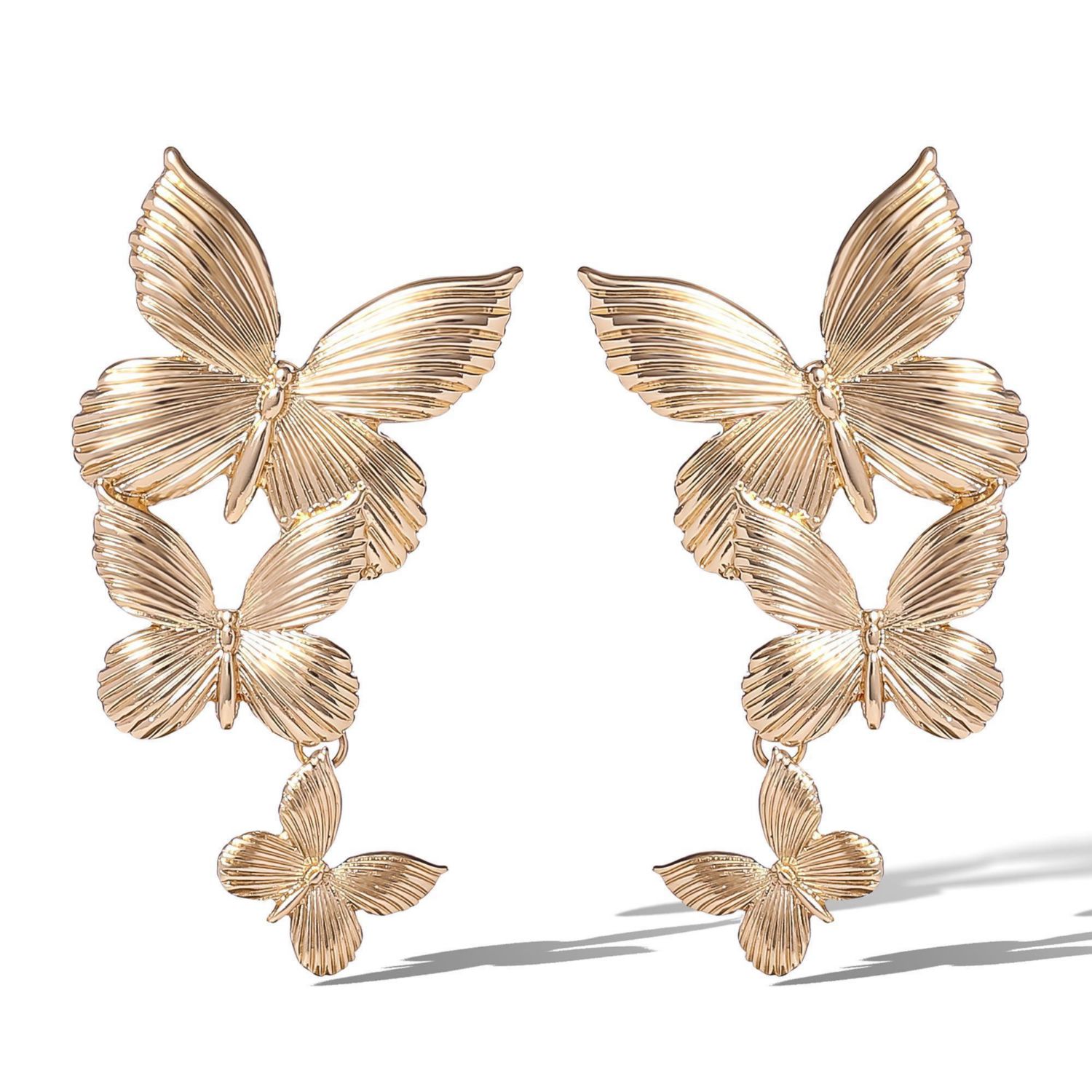 Cascading Butterfly Drop Earrings in -Tone