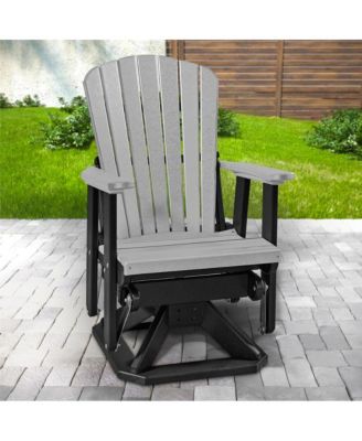 Fan Back Swivel Glider in Light Gray and Black