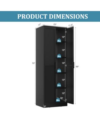 70'' Storage Cabinet Freestanding Pantry Cabinet w/2 Doors & 5 Shelves