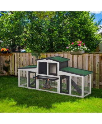 Large Rabbit Hutch with Double Runs, Wooden Guinea Pig Cage,