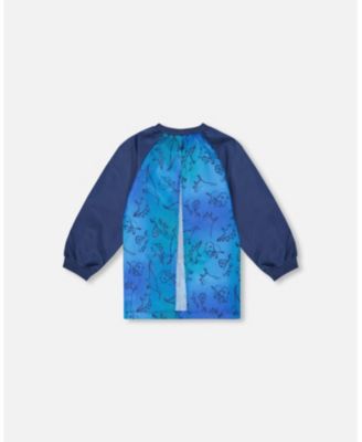 Boy School Apron Blue Gradient Dinosaur Print - Toddler|Child