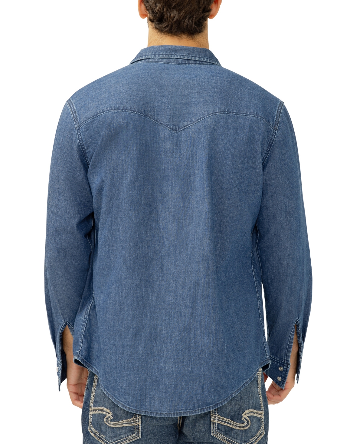 Silver Jeans Co. Cotton Blend Denim Snap-up Western Shirt In Brown
