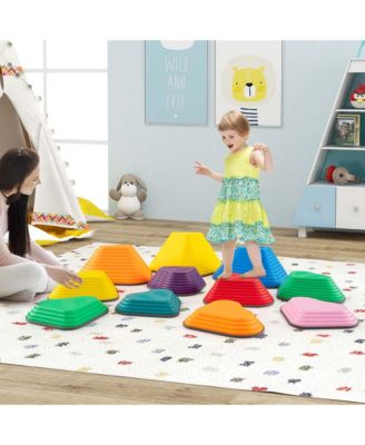 11 Pcs Stepping Stones with Full Non-Slip Edging for Children Indoor and Outdoor