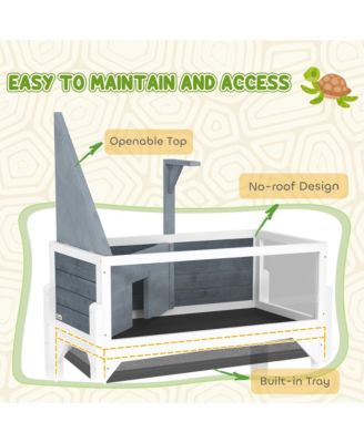 Tortoise Habitat with Storage Shelf, Wooden Tortoise Enclosure,