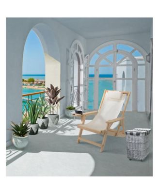 Canvas Sling Chair With Cup And Wine Holder