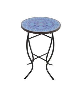 Mosaic Pansies Blue Accent Table