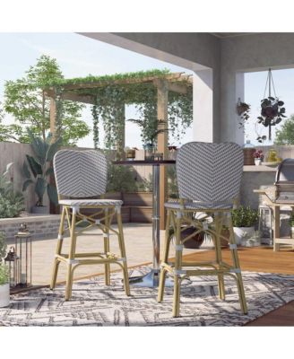 Adino Aluminum Woven Seat Patio Bar Chair (Set of 2)