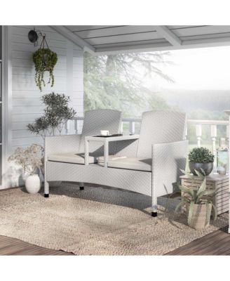 Azur Gray Metal Wicker Patio Conversation Loveseat