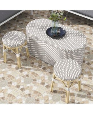 Pagler Aluminum 3pc Wicker Patio Coffee Table and Stool Set