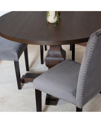 Fordsville 5-Pc Dining Set, Pedestal Round Table with 4 Stylish Chairs, Gray